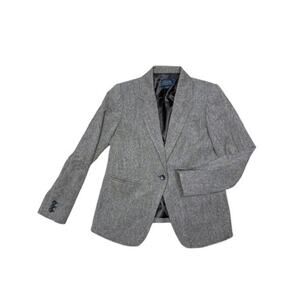 Vintage Pendleton Grey Herringbone 100% Wool Tweed Blazer Size 4